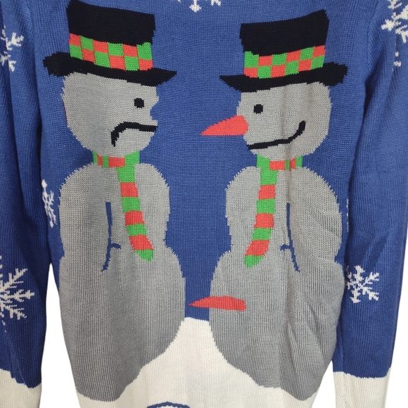 Tipsy Elves Snowman  Blue White  Naughty Ugly Christmas Sweater SZ Med - Picture 2 of 8